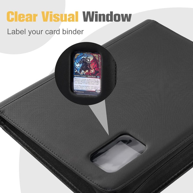 Procase Top Loader Binder, 9 Pocket Holds 324 Toploaders, Waterproof PU Leather with Non-PVC Pockets for Trading Cards or Sports Cards, Compatible with TCG, MTG in 3"x4" Toploader -Black - Image 3